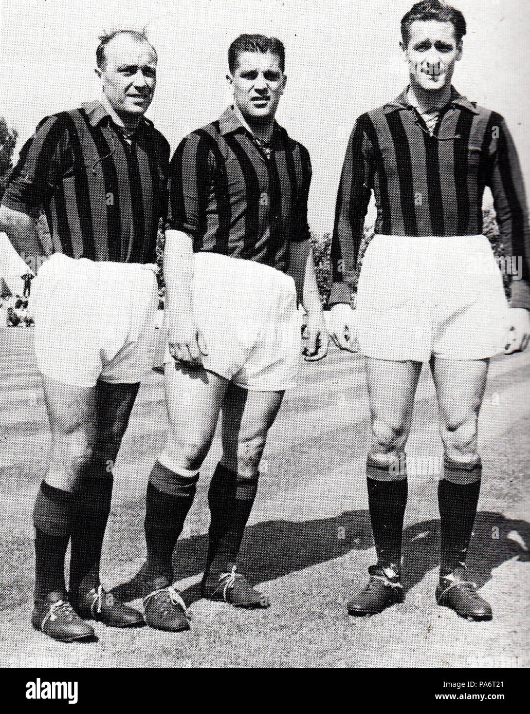 6 1950 s AC Mailand das schwedische Trio der Gre-No-Li (Grün, Nordahl und Liedholm) Stockfoto