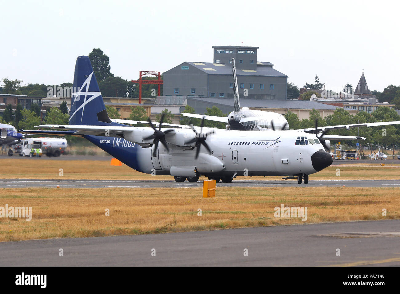 Flughafen Farnborough, Hampshire, UK. Juli 2018 20. Lockheed Martin LM-100 J Super Hercules, Farnborough International Airshow, Flughafen Farnborough, Hampshire, UK, 20. Juli 2018, Foto von Richard Goldschmidt Credit: Rich Gold/Alamy leben Nachrichten Stockfoto