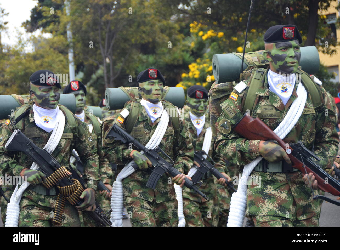 Bogota, Kolumbien. vom 20. Juli 2018, Bogota, Kolumbien - besondere Kräfte an den kolumbianischen Unabhängigkeitstag Militärparade Credit: James Wagstaff/Alamy leben Nachrichten Stockfoto