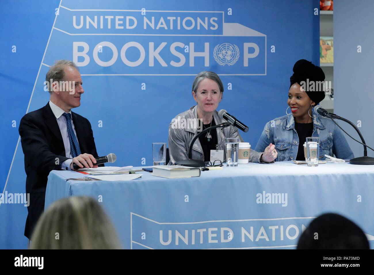 Vereinten Nationen, New York, USA, 20. Juli 2018 - Book Launch Event zu Ehren der Nelson Mandela 100." Das Gefängnis Briefe von Nelson Mandela" mit Sahm Venter, Journalist, und Zamaswazi Dlamini-Mandela, Enkelin von Nelson Mandela und Winnie Madikizela-Mandela heute auf das UN-Hauptquartier in New York City. Fotos: Luiz Rampelotto/EuropaNewswire | Verwendung weltweit Stockfoto