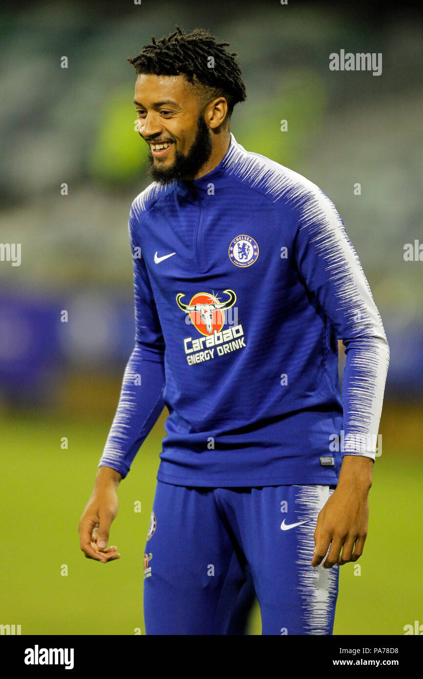 Das waca, Perth, Australien. 21. Juli 2018. Chelsea vor Jahreszeit Tour durch Australien, offenen Training; Michael Hector schaut während der Ausbildung in "Heavy Rain" Credit: Aktion plus Sport/Alamy leben Nachrichten Stockfoto
