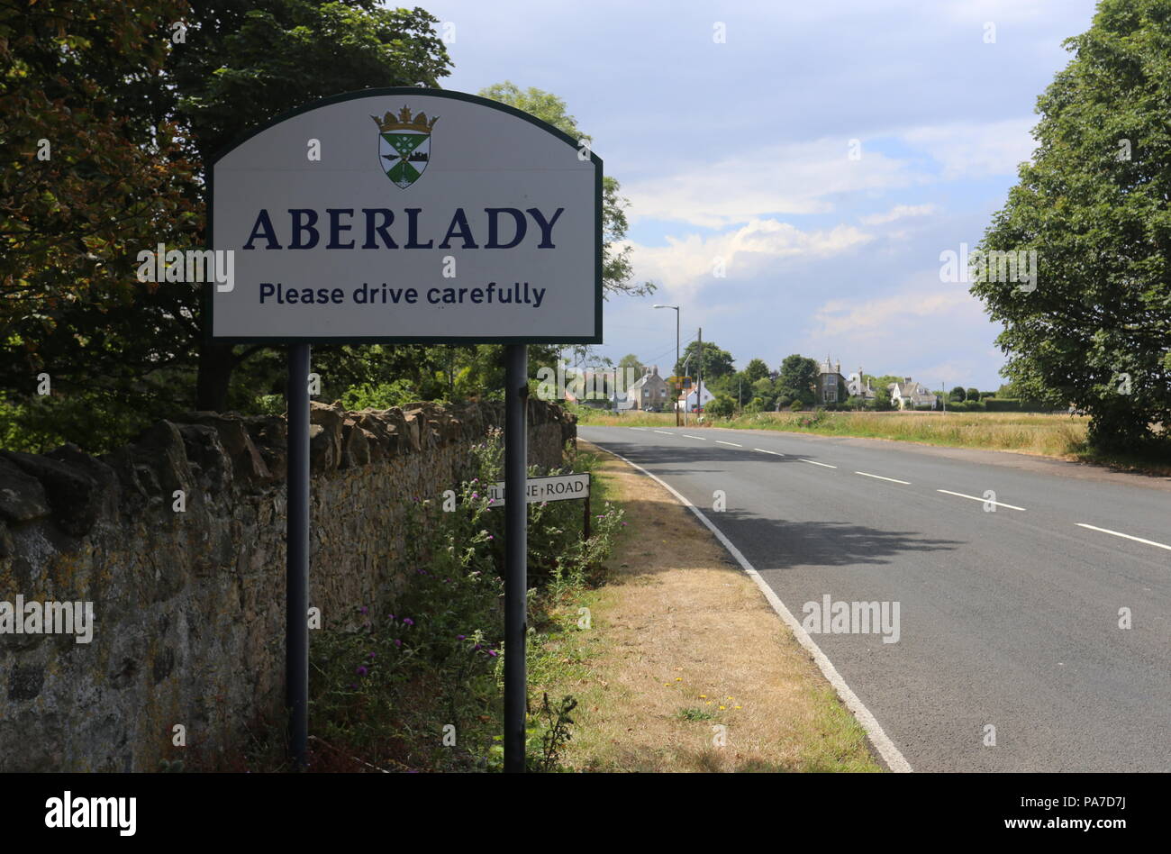 Zeichen für Aberlady East Lothian Schottland Juli 2018 Stockfoto