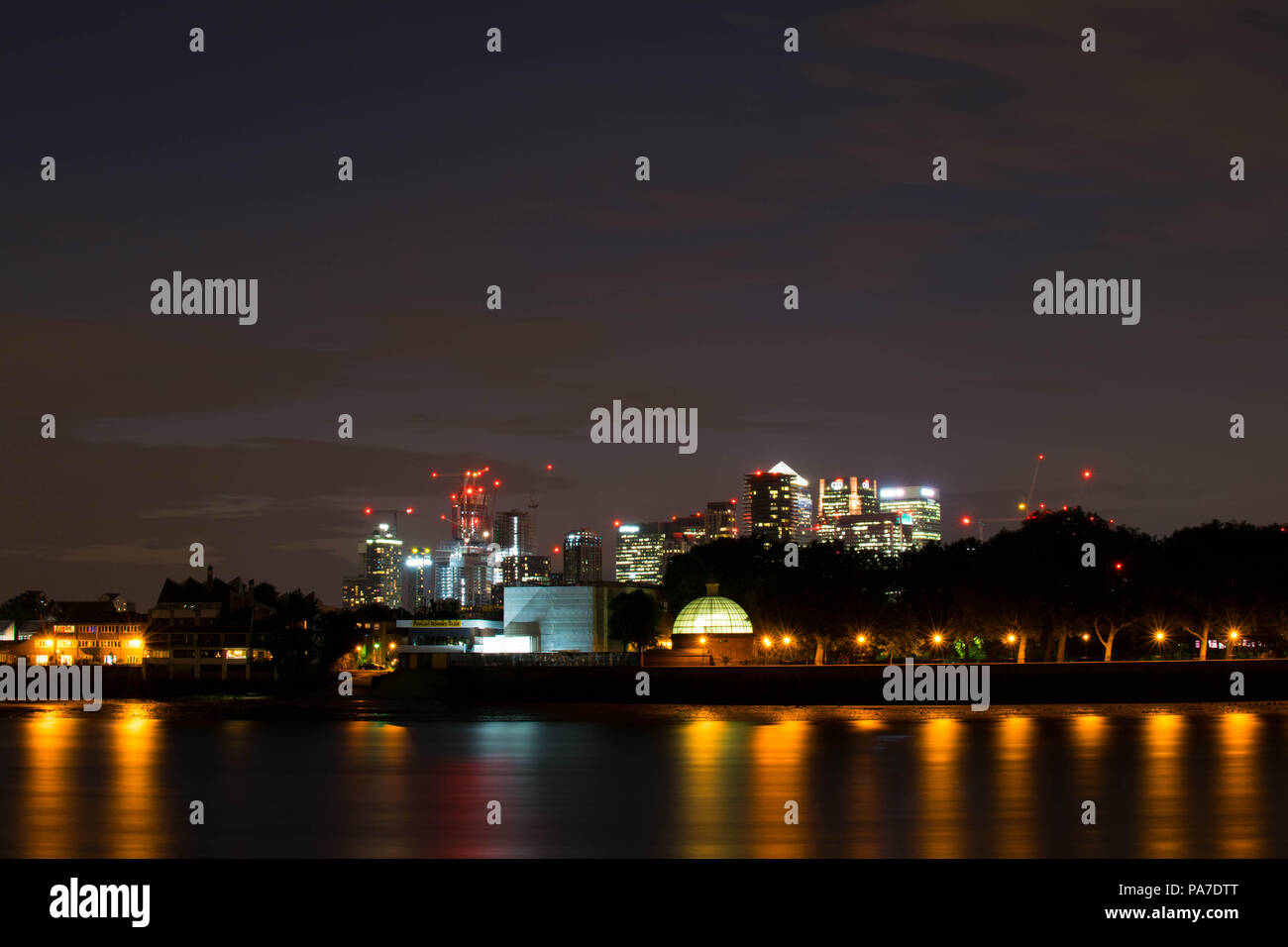Lange Aufnahmen in London, von Greenwich. Stativ, Nikon D3300, 30sec Belichtung, Stativ Stockfoto