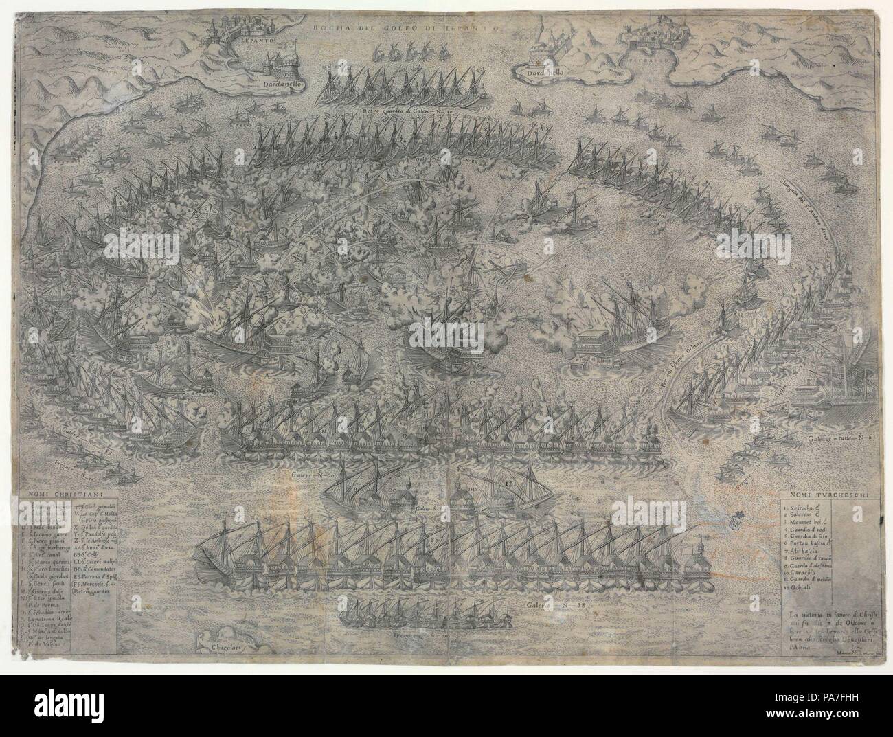 Die Schlacht von Lepanto am 7. Oktober 1571. Museum: Biblioteca Nacional, Madrid. Stockfoto