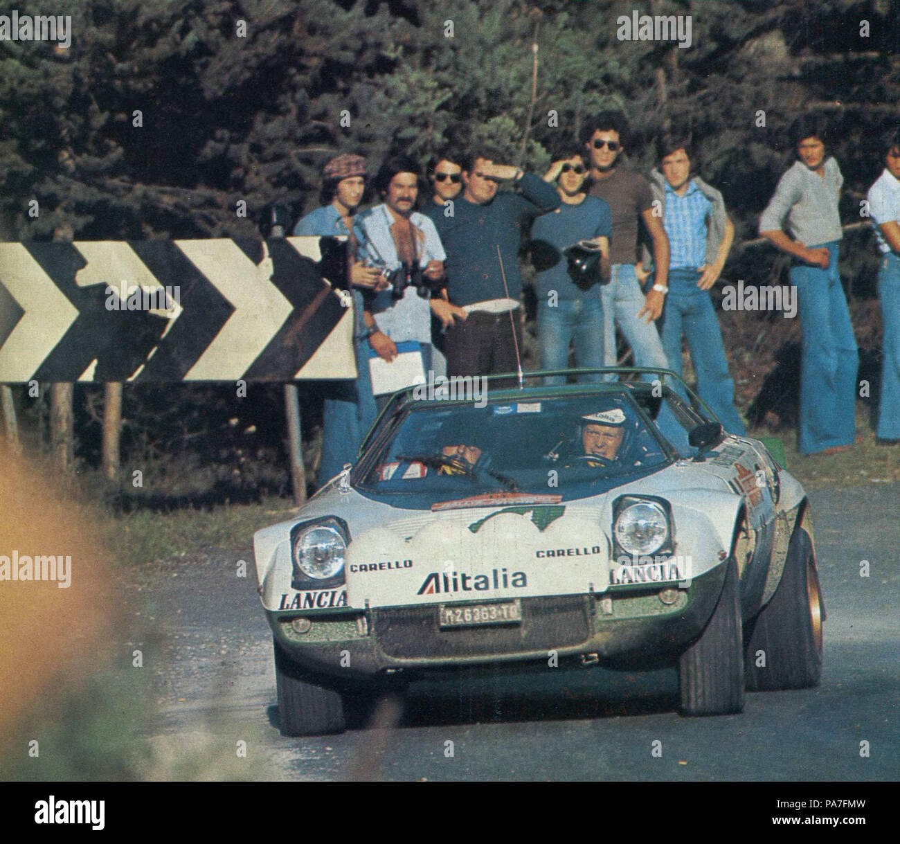 38 Björn Waldegård - Lancia Stratos HF Alitalia (1975 Rallye San Remo) Stockfoto