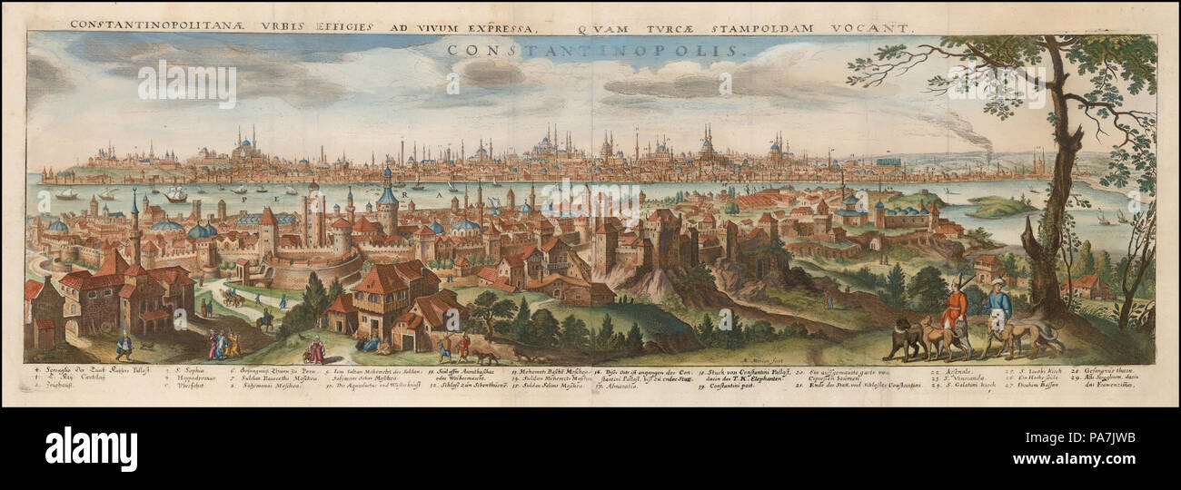 346 Constantinopolis - Matthäus Merian - 1635 Stockfoto
