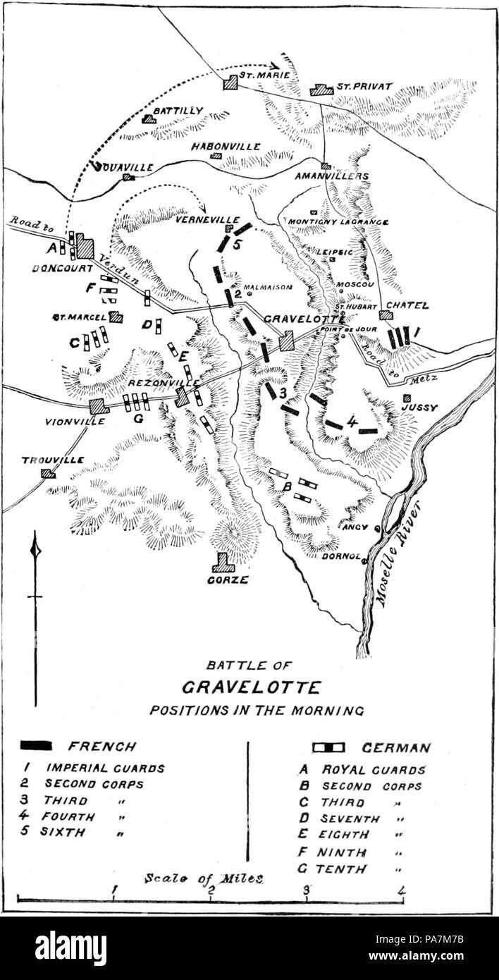 377 entscheidenden Schlachten seit Waterloo-Battle von Gravelotte Positionen in den Morgen Stockfoto
