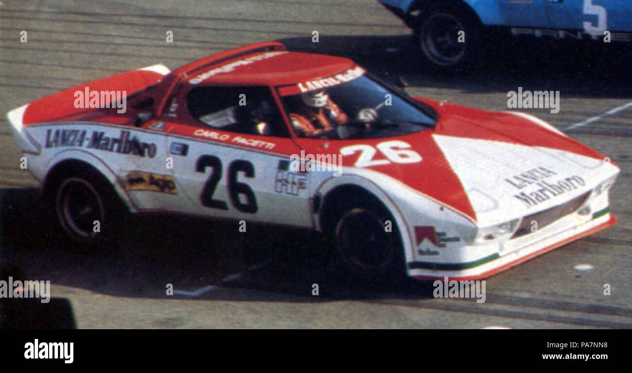 7 1975 Europäischen GT-Meisterschaft, Imola rund Facetti der Lancia Stratos Marlboro Stockfoto