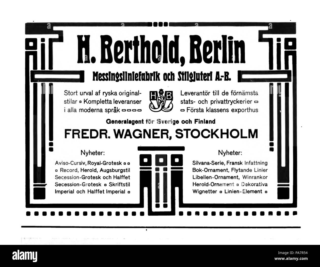 198 Berthold Schweden Werbung Stockfoto