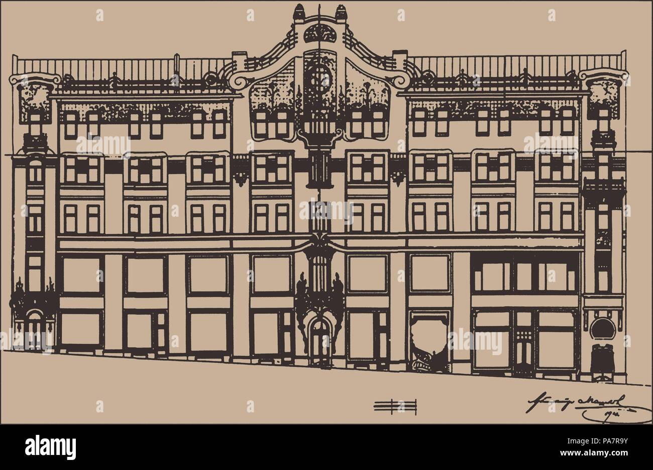 Der Sokol einnahmen Haus in Moskau. Museum: private Sammlung. Stockfoto