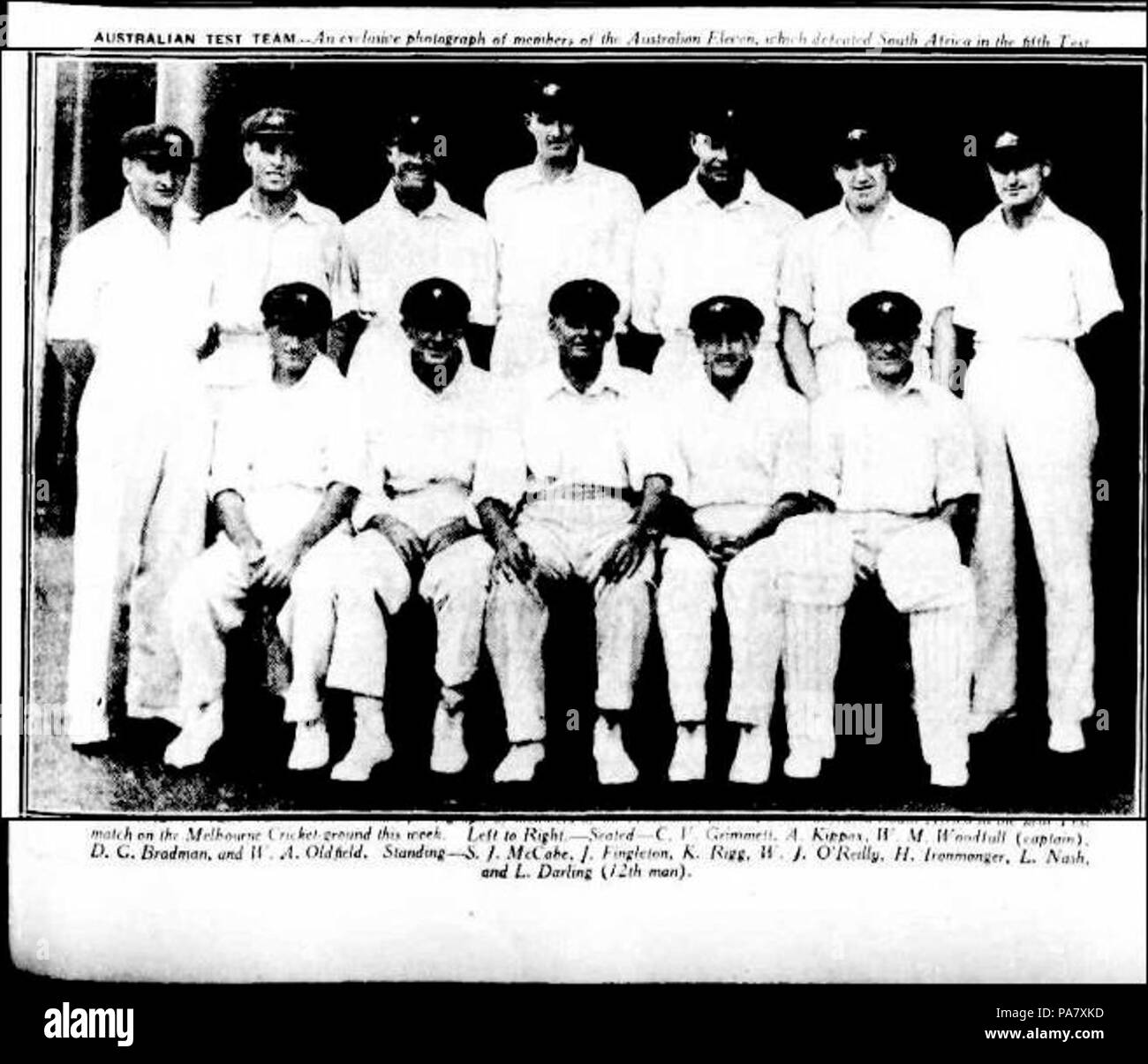 26 australischen Kricketmannschaft 1932 Stockfoto