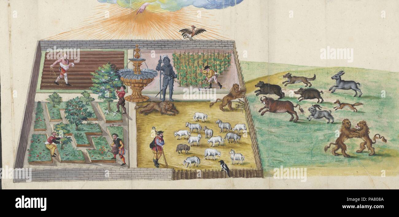 Das Brechen der wilde Lutherische Tiere in den Weinberg des Herrn. Von "Thesaurus picturarum". Museum: Universitaets- und Landesbibliothek Darmstadt. Stockfoto