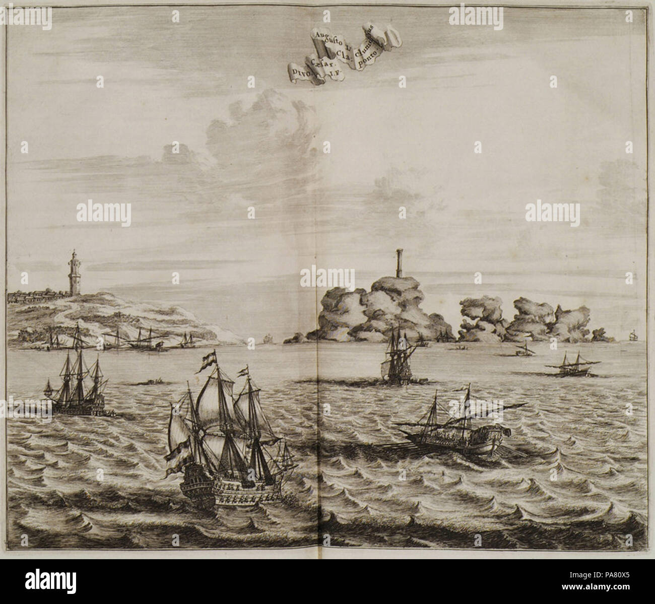 44 Caesar Augusto I, Clunidius, DIVO WENN Cla Ponto-Dapper Olfert - 1688 Stockfoto