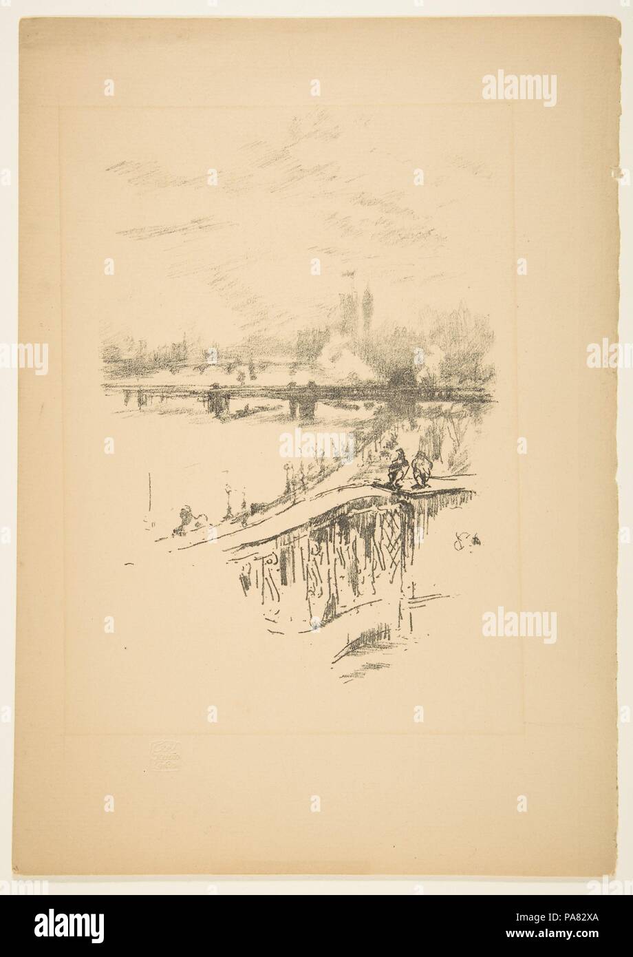 Das Savoy Tauben. Künstler: James McNeill Whistler (Amerikanische, Lowell, Massachusetts 1834-1903 London). Maße: Blatt: 11 9/16 x 8 1/8 in. (29,4 × 20,6 cm) Bild: 7 13/16 x 5 7/16 in. (19,9 × 13,8 cm). Drucker: Thomas Robert Weise (Briten, London 1861-1913 London). Datum: 1896. Museum: Metropolitan Museum of Art, New York, USA. Stockfoto