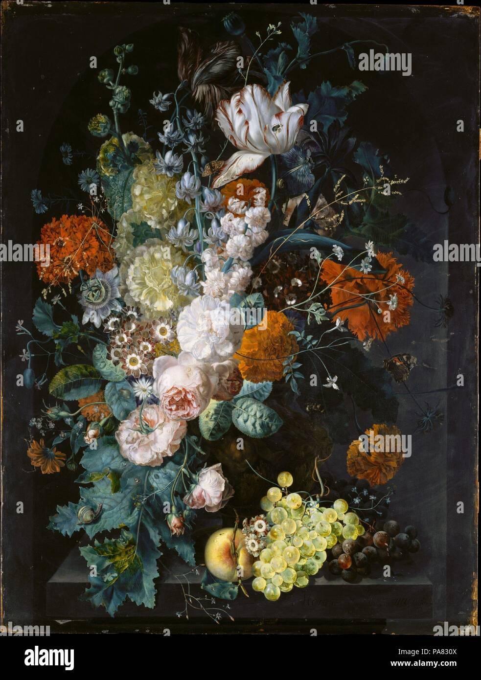 Eine Vase mit Blumen. Artist: Margareta Haverman (Niederländisch, aktiv von 1716 - starb 1722 oder später). Abmessungen: 31 1/4 x 23 3/4 in. (79,4 x 60,3 cm). Datum: 1716. Einige weibliche Künstler der Niederlande spezialisiert in Flower Bilder, die Besten bekannt, Rachel Ruysch (1664-1750). Trotz seiner geheimnisvollen Natur, Jan van Huysum akzeptiert Haverman als sein Schüler in Amsterdam. Die einzige andere bekannte Arbeit von haverman ist ein unterzeichnet, aber undatierten Blume Stück in Kopenhagen. Museum: Metropolitan Museum of Art, New York, USA. Stockfoto