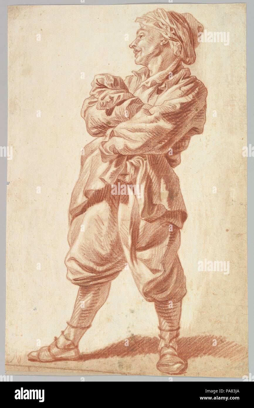 Stehende Mann im exotischen Kleid. Artist: zugeschrieben, Jakob Matthias Schmutzer (Österreichische, Wien 1733-1811 Wien). Maße: Blatt: 16 1/2 x 10 15/16 in. (41,9 x 27,8 cm). Datum: 1765-1810. Museum: Metropolitan Museum of Art, New York, USA. Stockfoto