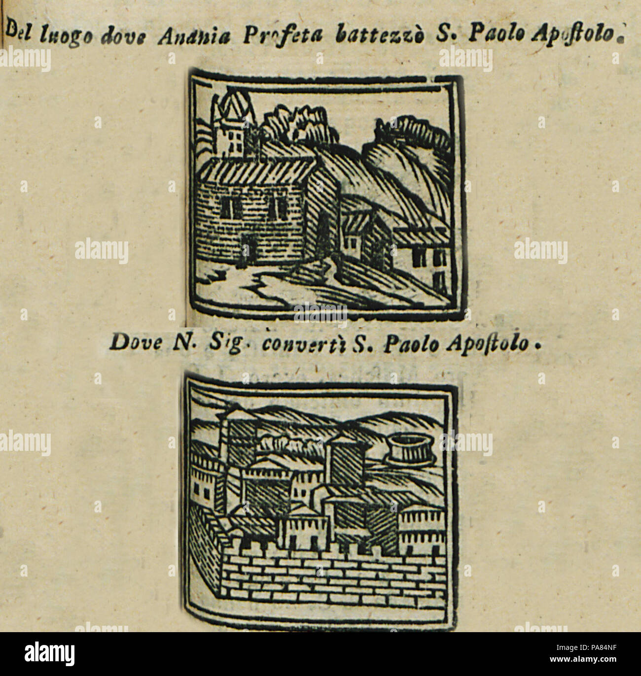 61 Del luogo dove Anania Profeta battezzò S Paolo Apostolo Taube n Sig convertì S Paolo Apostolo - Bianco Noe - 1600 Stockfoto