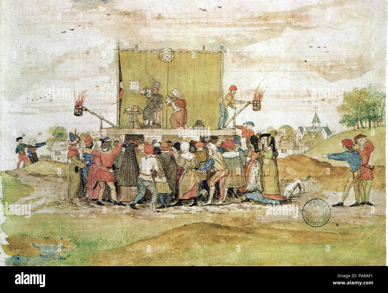 40 Stand - Stadium - Songbook - von - zeghere-van-Männlich - cambrai - MS-126-f53r-1542 Stockfoto