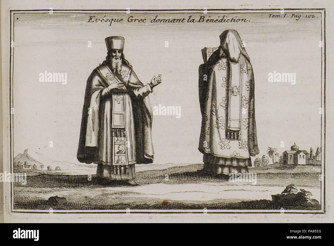 77 Evésque Grec donnant la Bénédiction - Joseph Pitton De Tournefort - 1717 Stockfoto