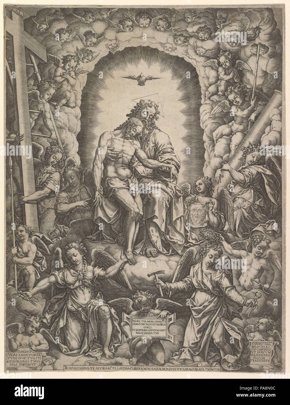 Die Dreifaltigkeit. Artist: Giorgio Ghisi (Italienisch, Mantua Ca. 1520-1582 Mantua). Maße: Blatt: 15 11/16 x 11 15/16 in. (39,9 x 30,4 cm). Datum: 1576. Museum: Metropolitan Museum of Art, New York, USA. Stockfoto