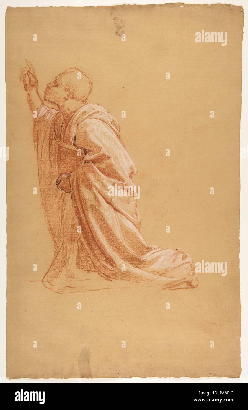 Kleriker (untere Register; Studie für die Wandmalereien in der Kapelle Saint Remi, Sainte-Clotilde, Paris, 1858). Artist: Isidore Pils (Französisch, Paris 1813/15-1875 Douarnenez). Abmessungen: 18 5/8 x 11 3/4 in. (47,3 x 29,8 cm). Datum: 19. Museum: Metropolitan Museum of Art, New York, USA. Stockfoto