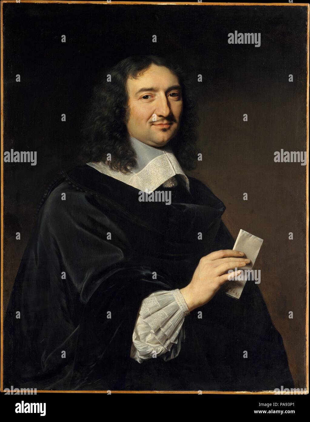 Jean-Baptiste Colbert (1619-1683). Künstler: Philippe de Champaigne (Französisch, Brüssel 1602-1674 Paris). Abmessungen: 36 1/4 x 28 1/2 in. (92,1 x 72,4 cm). Datum: 1655. 1651 Colbert trat der Haushalt von Kardinal Mazarin, Principal Advisor der Königin Anna von Österreich während der Minderheit von Louis XIV (1638-1715), und einer der größten Sammler des siebzehnten Jahrhunderts. In amortisieren des Kardinals Fortune, Colbert trat in den Dienst des Königs und zehn Jahre nach dem saß er für dieses Porträt, wurde Minister der Finanzen. Er war bei der Reform die Künste der Monarchie zu dienen. In 164 Stockfoto