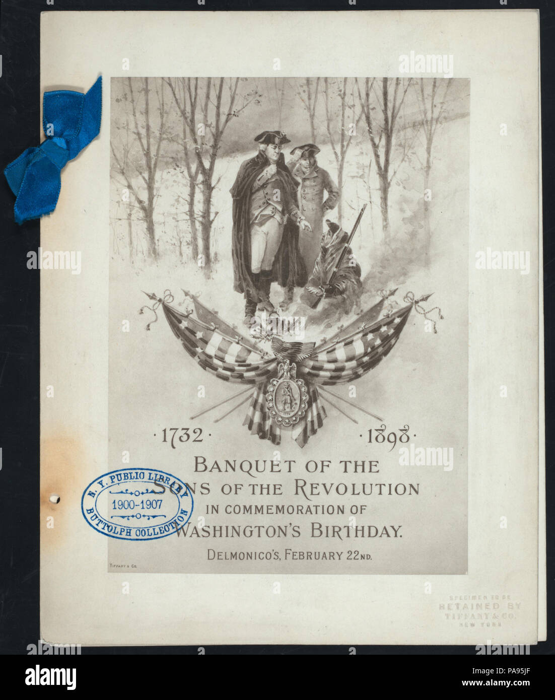 180 BANKETT IN GEDENKEN AN WASHINGTONS GEBURTSTAG (von) KINDER DER REVOLUTION (at) "DELMONICO'S, NEW YORK, NY" (HOT ;) (NYPL Hades -271180-467340) Stockfoto