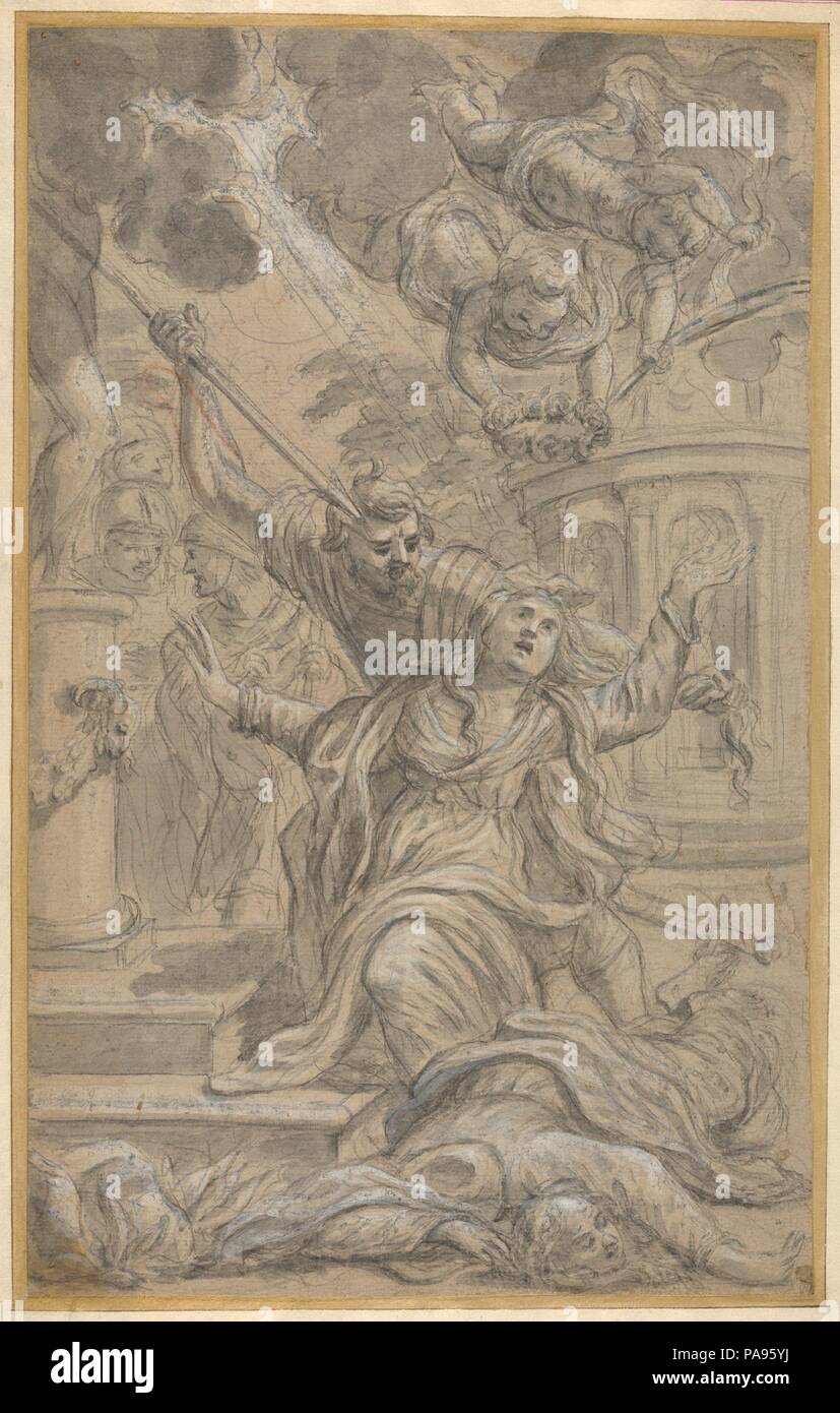 Das martyrium von zwei weiblichen Heiligen. Artist: Cosimo Ulivelli (Italienisch, Florenz 1625-1704 Florenz). Abmessungen: 16-3/8 x 10-1/8-in. (41,6 x 25,7 cm). Datum: 1625-1704. Museum: Metropolitan Museum of Art, New York, USA. Stockfoto