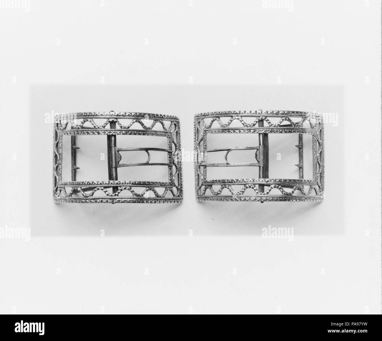 Schuhputzmaschine Schnalle. Kultur: American. Abmessungen: 3 1/8 x 2 in. (7,9 x 5,1 cm). Datum: 1770-1810. Museum: Metropolitan Museum of Art, New York, USA. Stockfoto