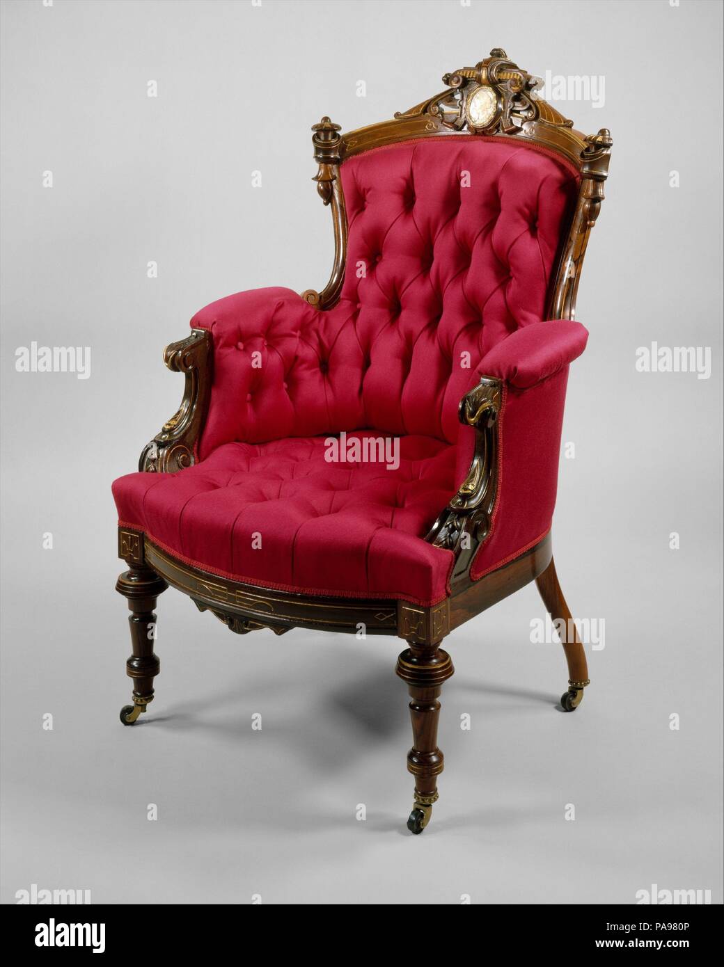 Sessel. Kultur: American. Abmessungen: 44 1/2 x 28 1/2 x 29 3/8 in. (113 x 72,4 x 74,6 cm). Schöpfer: John Jelliff zugeschrieben (1813-1893). Datum: 1868-70. Museum: Metropolitan Museum of Art, New York, USA. Stockfoto