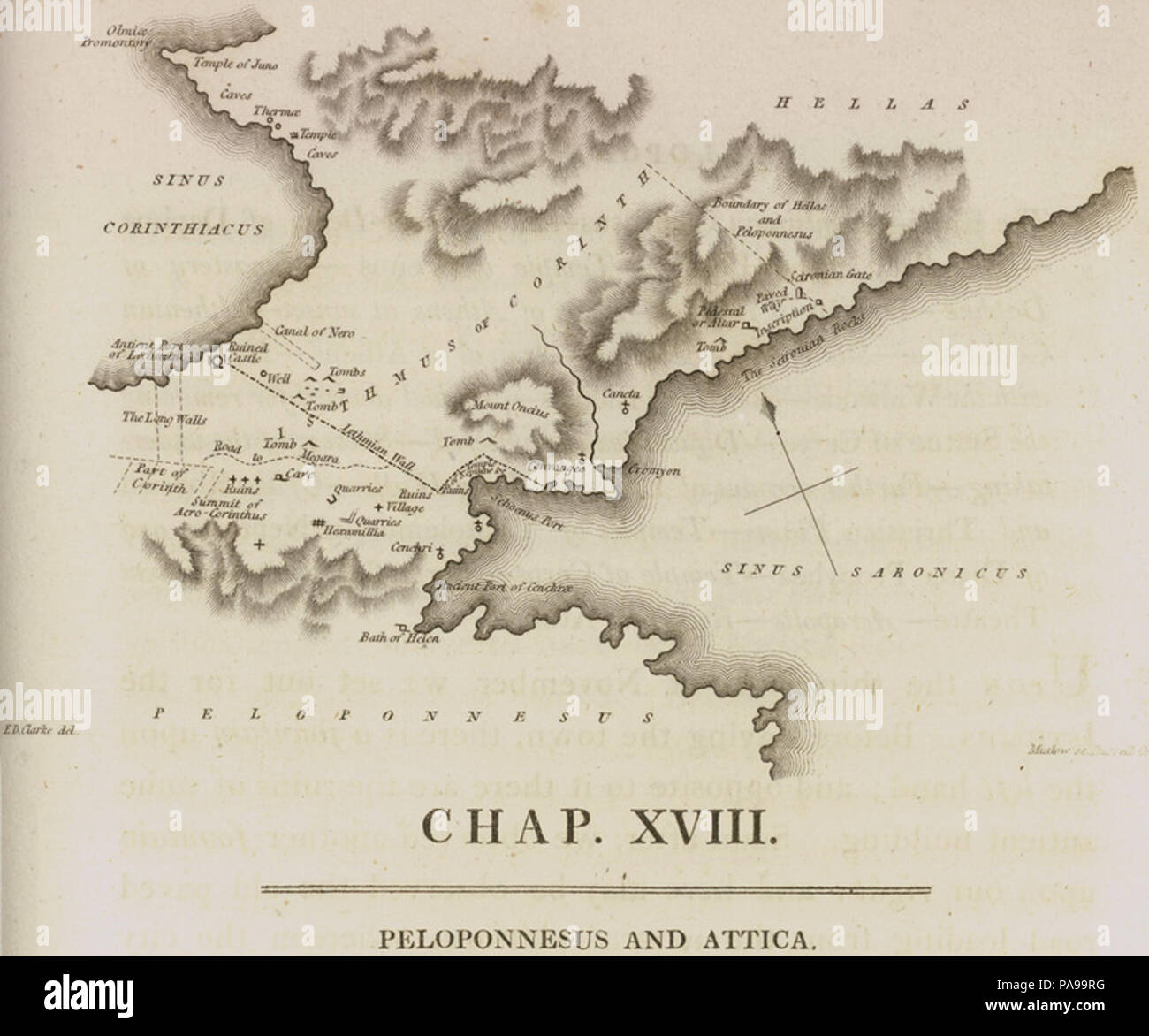 166 Karte des Isthmus von Korinth - Clarke Edward Daniel - 1813 Stockfoto