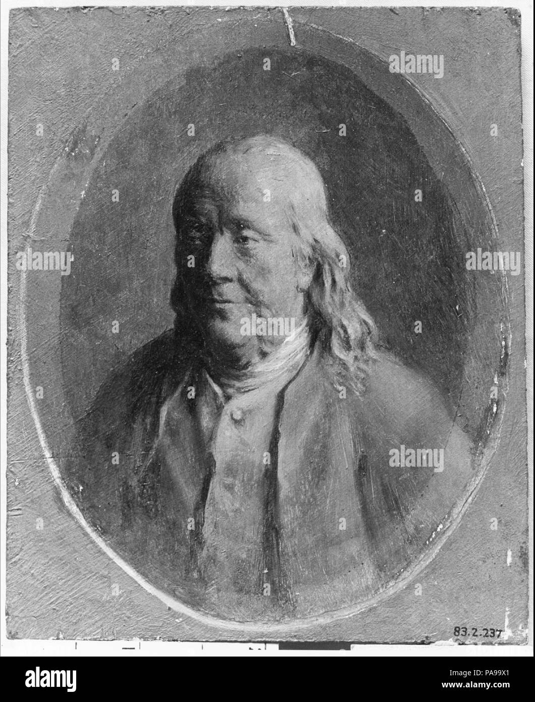 Portrait von Benjamin Franklin. Künstler: William S. Babcock (1826-1899). Kultur: American. Abmessungen: 5 1/4 x 4 1/8 in. (13,3 x 10,5 cm). Datum: Ca. 1870-80 (?). Museum: Metropolitan Museum of Art, New York, USA. Stockfoto