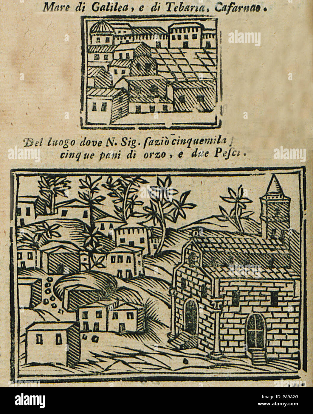 167 Mare di Galilea, e di Tebaria, Casarnae Del luogo dove NSig faziò cinquemila Cinque pani di Orzo, e aufgrund Pesci - Bianco Noe - 1600 Stockfoto