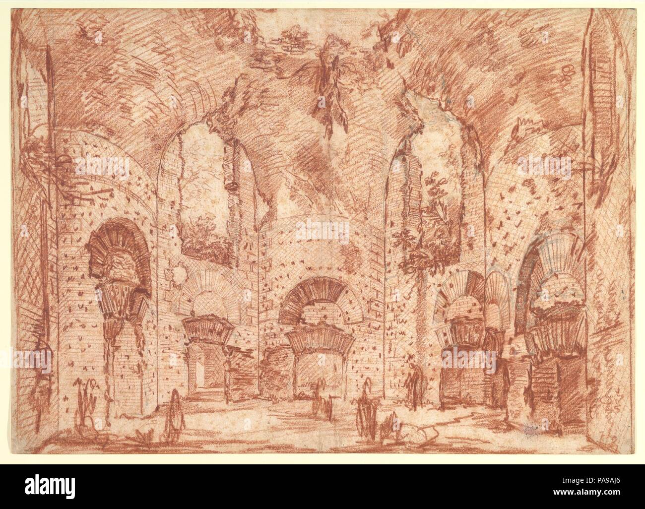 Die achteckige Zimmer in der kleinen Bäder in der Villa des Hadrian (Tivoli). Artist: Giovanni Battista Piranesi (Italienisch, Mogliano Veneto Rom 1720-1778). Abmessungen: 15 1/2 x 21 3/4 in. (39,4 x 55,3 cm). Datum: Ca. 1777. Die Venezianische Piranesi aktiv war als Zeichner, Designer, Architekten, Archäologen, und Theoretiker, aber als Grafiker, dass er seine dauerhafteste Ruhm. Seine technisch brillanten und überaus einflussreiche Radierungen spiegeln seine antiquarischen Interessen und boten dem Publikum in ganz Europa eine visuelle Aufzeichnung, auf einmal Archäologische und poetisch, der die Herrlichkeiten des antiken Rom Stockfoto