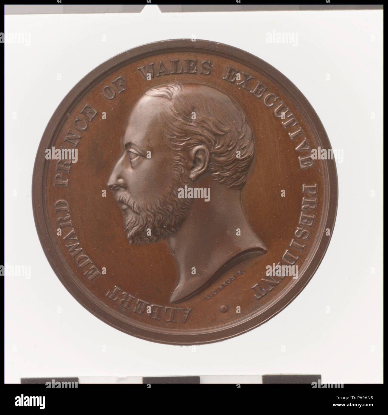 Prinz von Wales, koloniale und Indische Ausstellung. Artist: Medaillenträger: Leonard Charles Wyon (British, 1826-1891). Kultur: Britische. Abmessungen: Durchmesser: 8 3/16 in. (208 mm). Datum: 1886. Museum: Metropolitan Museum of Art, New York, USA. Stockfoto