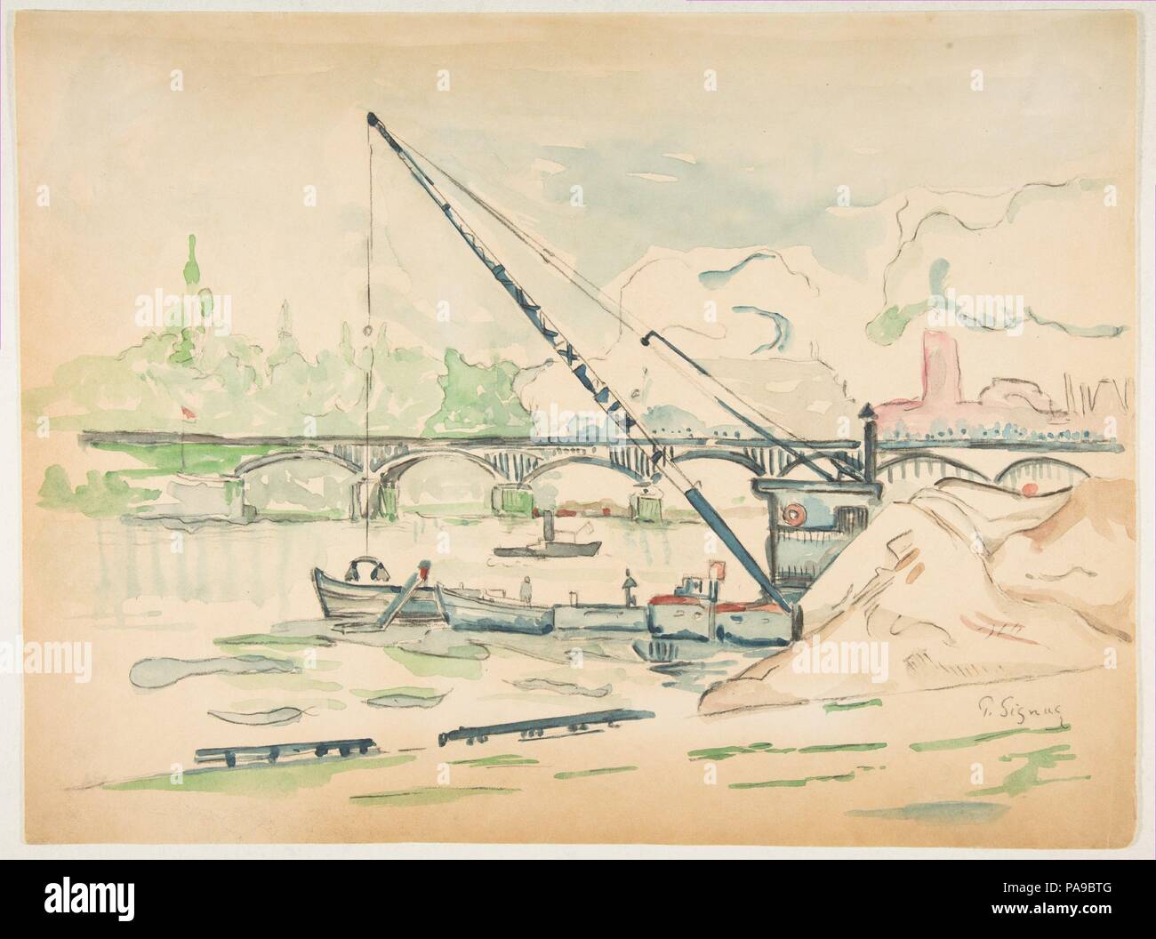 Le Pont des Arts Künstler: Paul Signac (Französisch, Paris 1863-1935 Paris). Maße: Blatt: 11 x 14 cm. (27,9 x 36,8 cm). Datum: n. d.. Museum: Metropolitan Museum of Art, New York, USA. Stockfoto