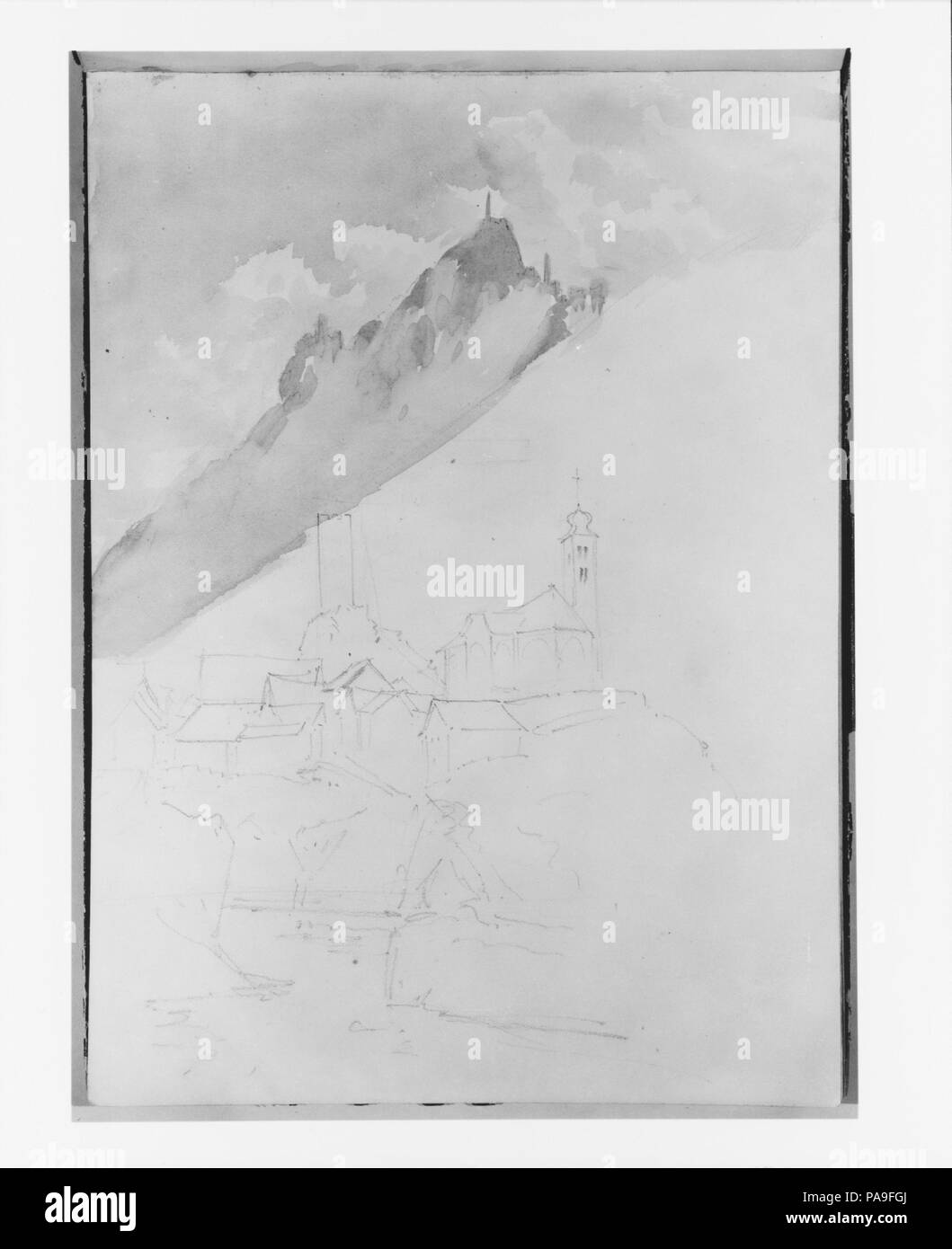 Alpine Village (aus der Schweiz Skizzenbuch 1870). Artist: John Singer Sargent (Amerikanische, Florenz 1856-1925 London). Abmessungen: 11 1/8 x 8 in. (28,3 x 20,3 cm). Datum: 1870. Museum: Metropolitan Museum of Art, New York, USA. Stockfoto