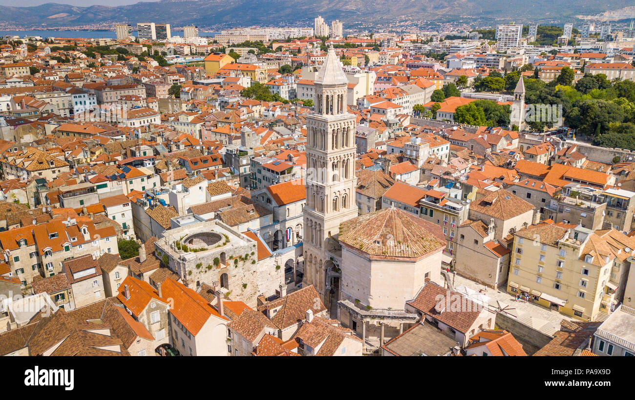 Kathedrale des Heiligen Domnius und Glockenturm, Alte Split, dem historischen Zentrum der Stadt Split, Kroatien Stockfoto