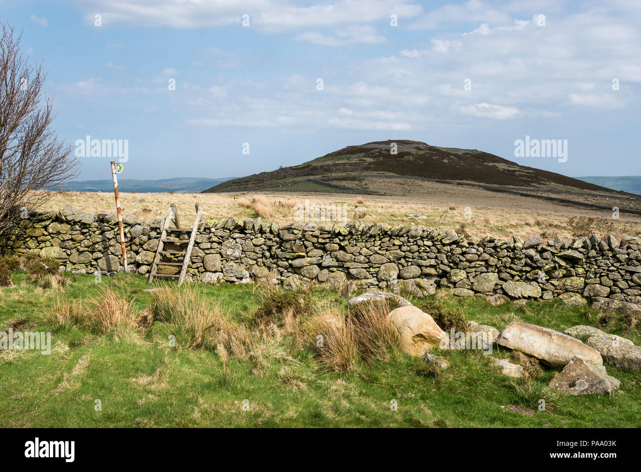 Der Eisenzeit und Bronzezeit Hill fort an der Pen-y-Gaer, pierrevert-y-Cennin, Conwy, North Wales. Stockfoto