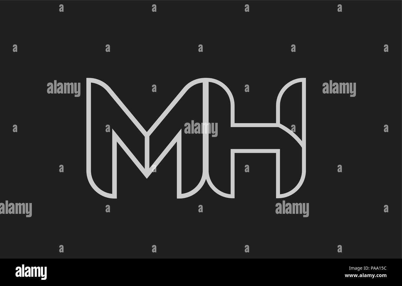 Schwarze und weiße Buchstaben mh m h logo Kombination design geeignet für ein Unternehmen oder ein Geschäft Stock Vektor