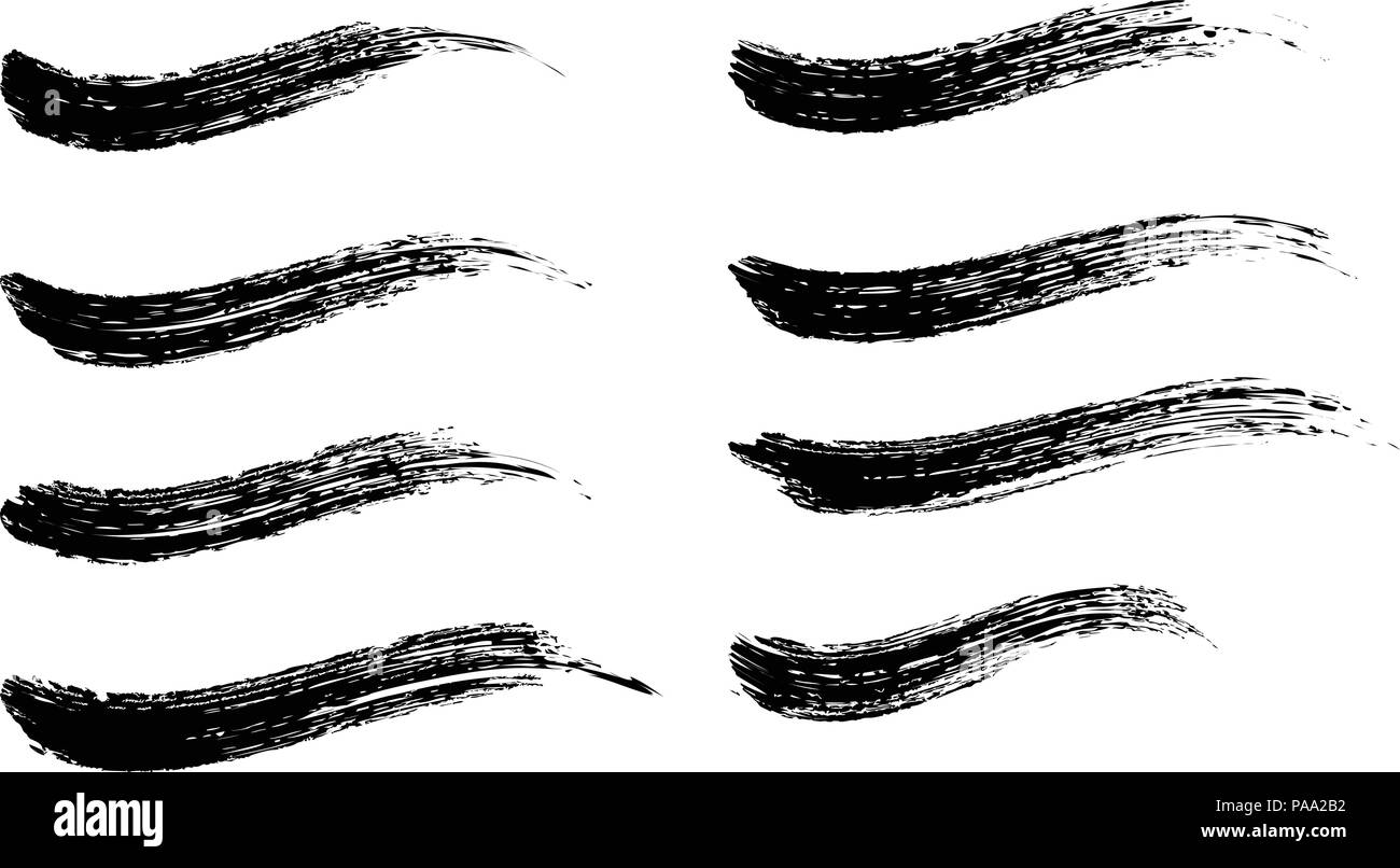 Vektor Pinselstriche für grunge Herkunft. schwarzen Pinselstrich Texturen auf weißem Hintergrund. Tinte splash Bürsten für Banner künstlerische Illustra Stock Vektor