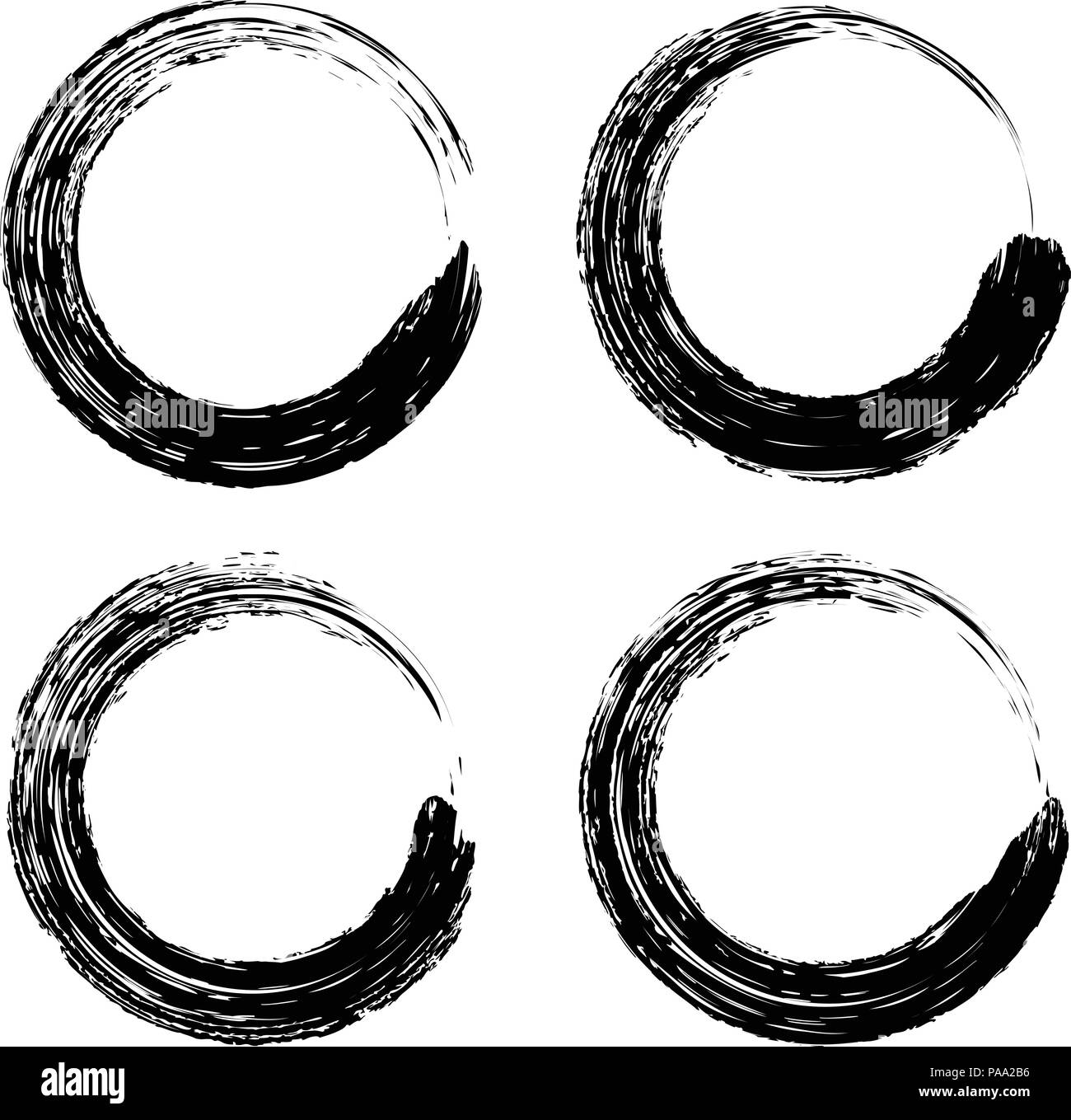 Vektor Pinselstriche grunge Herkunft. Pinselstrich schwarzer Kreis Texturen auf weißem Hintergrund. runde Tinte splash Banner künstlerische illustratio Stock Vektor