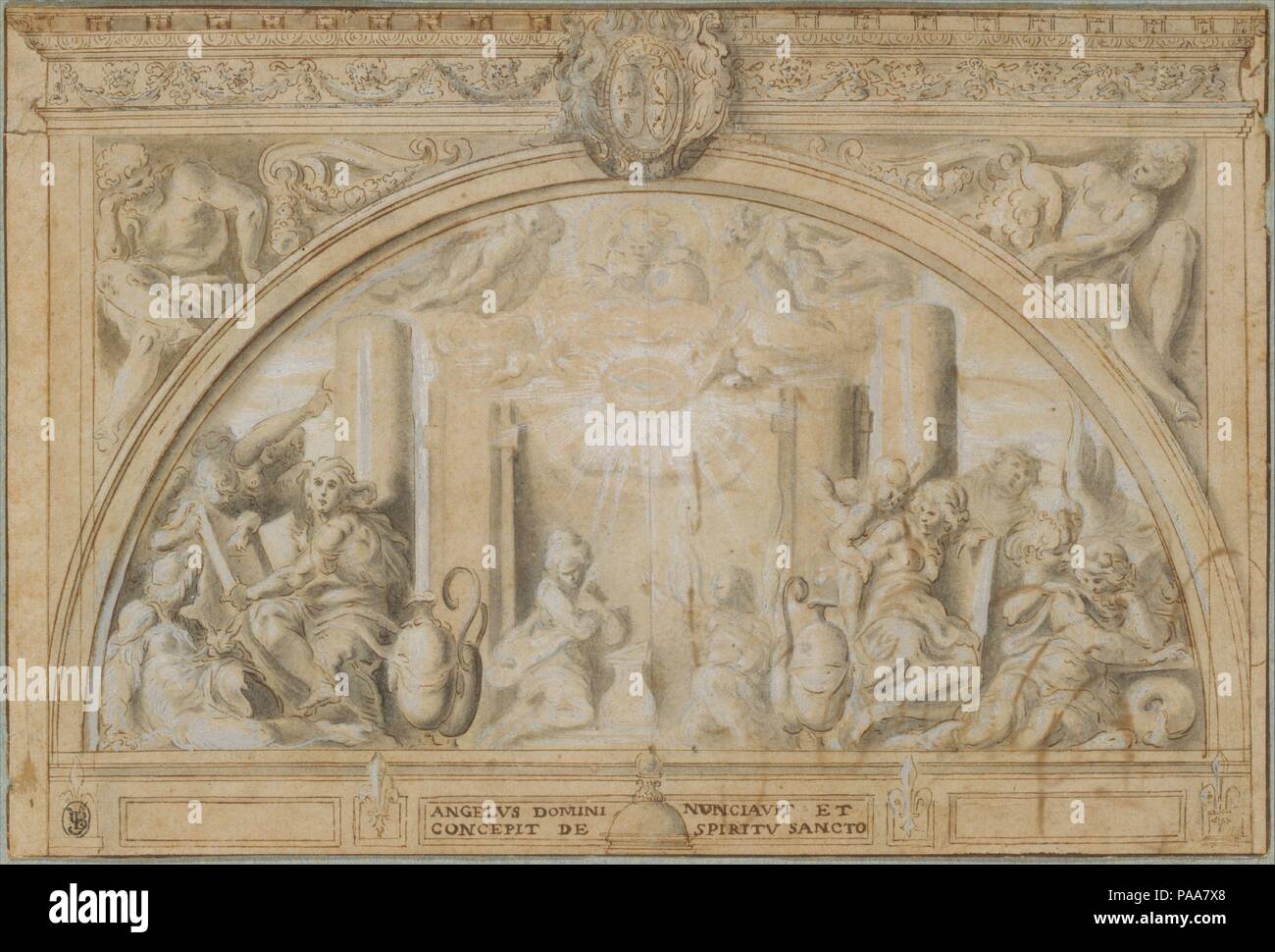Die Verkündigung. Artist: Martin Fréminet (Französisch, Paris 1567-1619 Paris). Abmessungen: 7 9/16 x 11 5/16 Zoll (19,3 x 28,8 cm). Datum: Ca. 1610-15. Museum: Metropolitan Museum of Art, New York, USA. Stockfoto