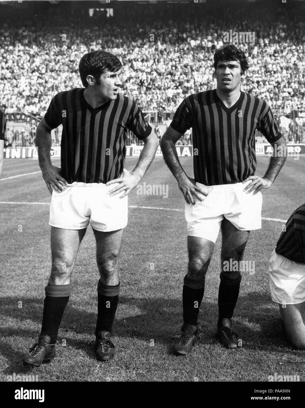 173 AC Milan (Ca. 1960 s - 70 s) - Angelo Anquilletti und Nestor Combin Stockfoto