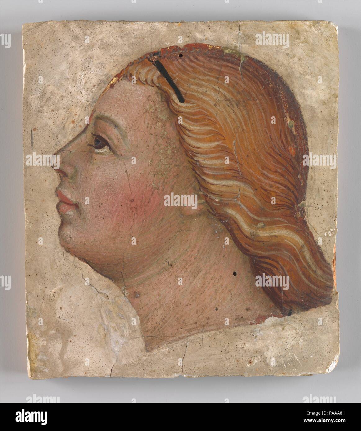 Kopf eines Engels in der linken Profil. Artist: Taddeo di Bartolo (Italienisch, Siena Ca. 1362-1422 Siena). Abmessungen: 5 7/8 x 5 1/4 in. (14,9 x 13,3 cm). Datum: Ca. 1397. Museum: Metropolitan Museum of Art, New York, USA. Stockfoto