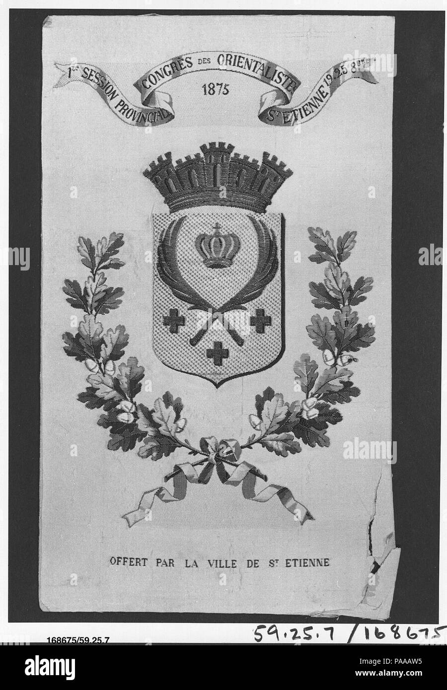 Panel. Kultur: Französisch, St. Etienne. Abmessungen: H.8 3/4 x W. 5 1/8 Zoll (22,2 x 13,0 cm). Datum: 1875. Museum: Metropolitan Museum of Art, New York, USA. Stockfoto