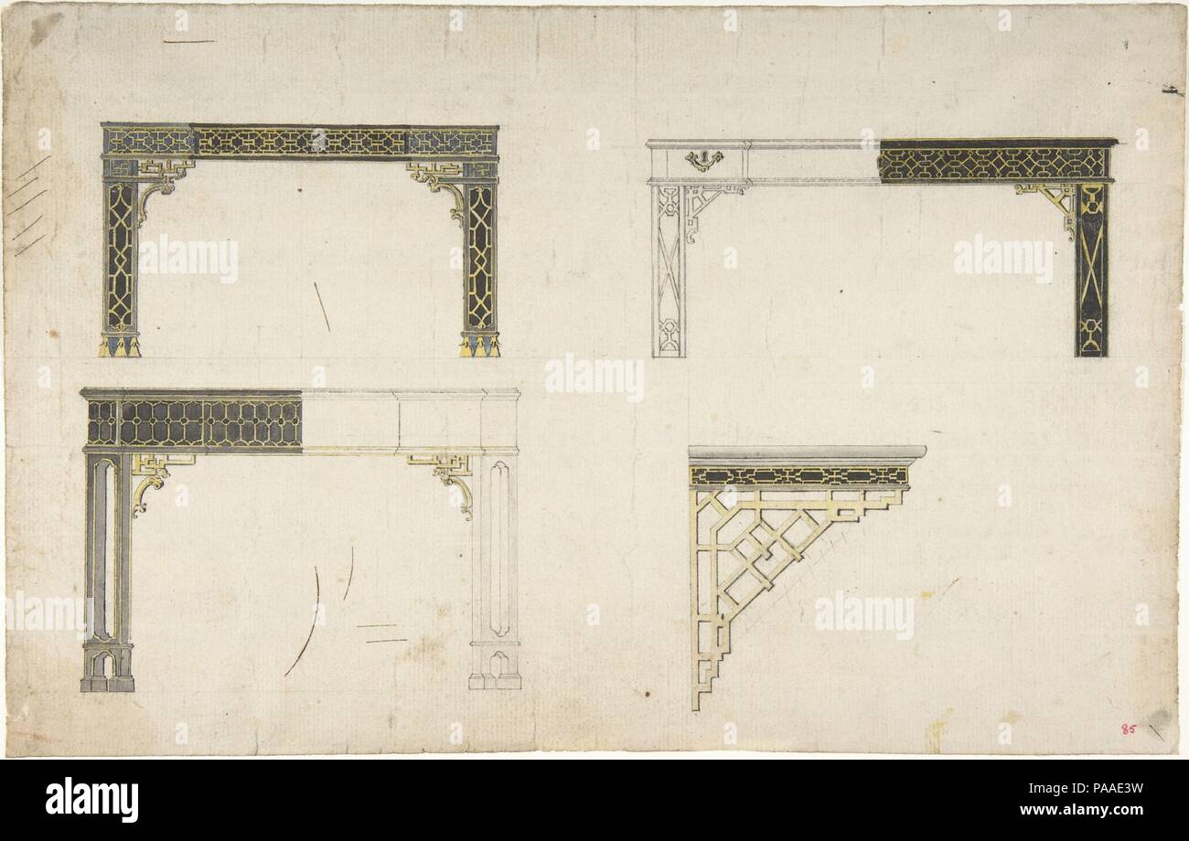 Designs für die Tabellen. Künstler: Anonym, Französisch, 18. Abmessungen: 8 1/2 x 13 1/4 in. (21,6 x 33,7 cm). Datum: Ca. 1770-90. Museum: Metropolitan Museum of Art, New York, USA. Stockfoto