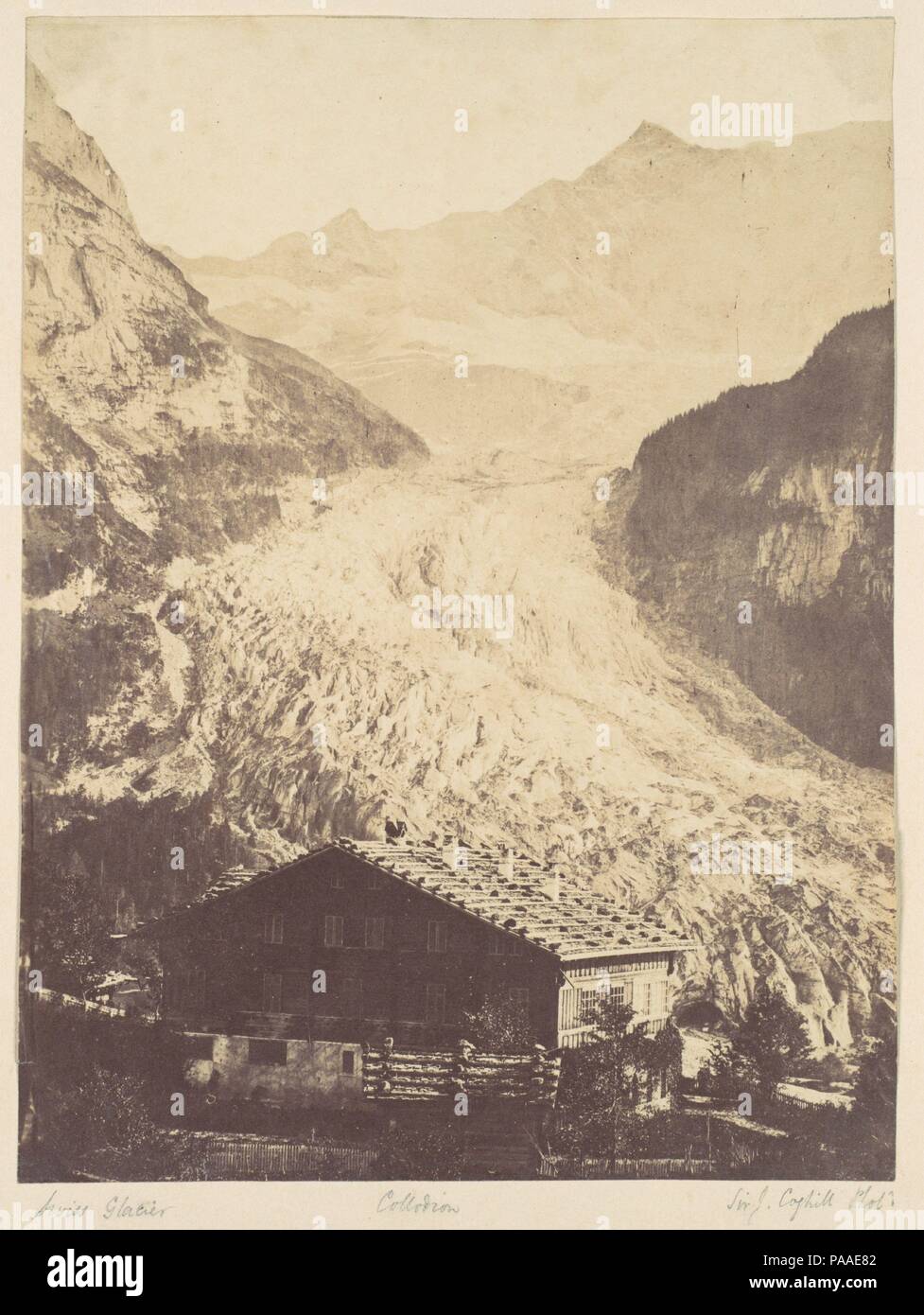 Schweizer Gletscher. Artist: John joscelyn Coghill (irisch, 1826-1905). Abmessungen: Ca. 20,3 x 15,2 cm (8 x 6 in.). Datum: 1850. Museum: Metropolitan Museum of Art, New York, USA. Stockfoto