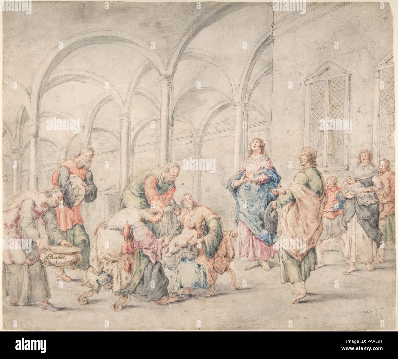 Die Beschneidung. Artist: leonaert Bramer (Niederländisch, Delft Delft 1596-1674). Abmessungen: 11 15/16 x 14 3/16 in. (30,3 x 36,1 cm). Datum: 1611-74. Museum: Metropolitan Museum of Art, New York, USA. Stockfoto