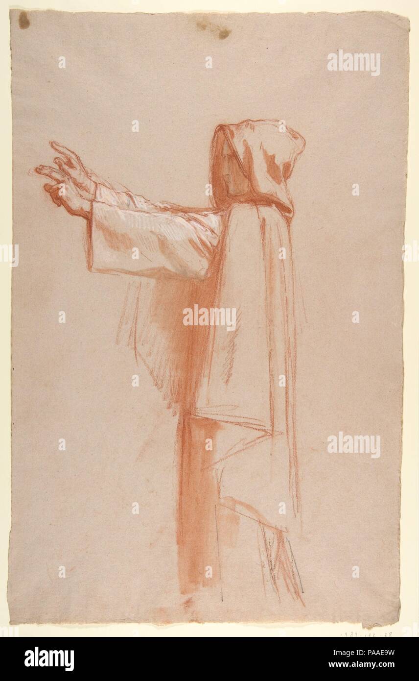 Mönch (untere Register; Studie für die Wandmalereien in der Kapelle Saint Remi, Sainte-Clotilde, Paris, 1858). Artist: Isidore Pils (Französisch, Paris 1813/15-1875 Douarnenez). Abmessungen: 18 3/16 x 11 3/4 in. (46,3 x 29,8 cm). Datum: 19. Museum: Metropolitan Museum of Art, New York, USA. Stockfoto